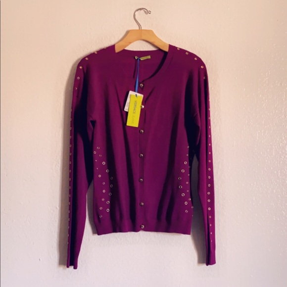 NWT Versace Jeans Purple/Magenta/Gold Cardigan - Picture 1 of 11